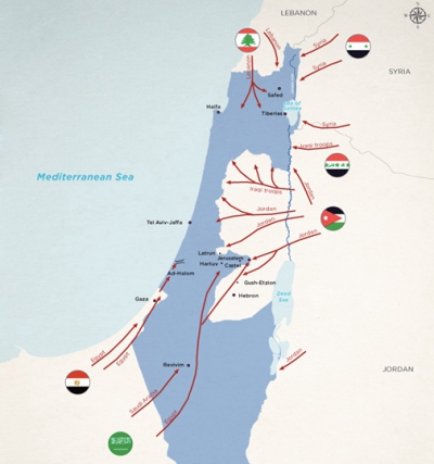 Rysunek planu inwazji państw arabskich na Izrael